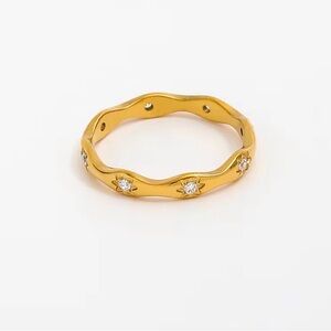 Gold Wavy Band with Silver Accents 18kt gold plated